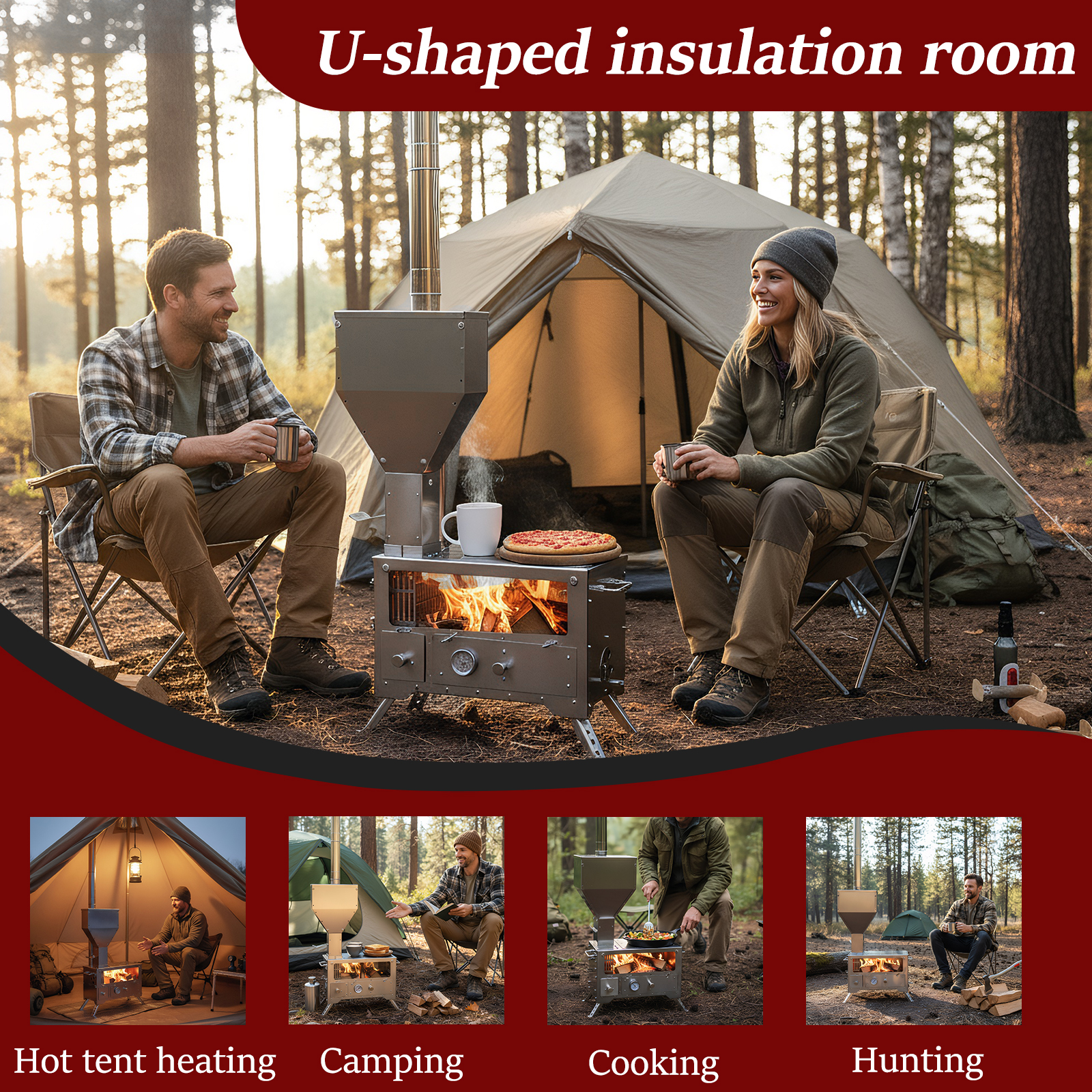 Wood Stove with Chimney Pipe P - Hunting Fishing Outdoor recensione e prezzo