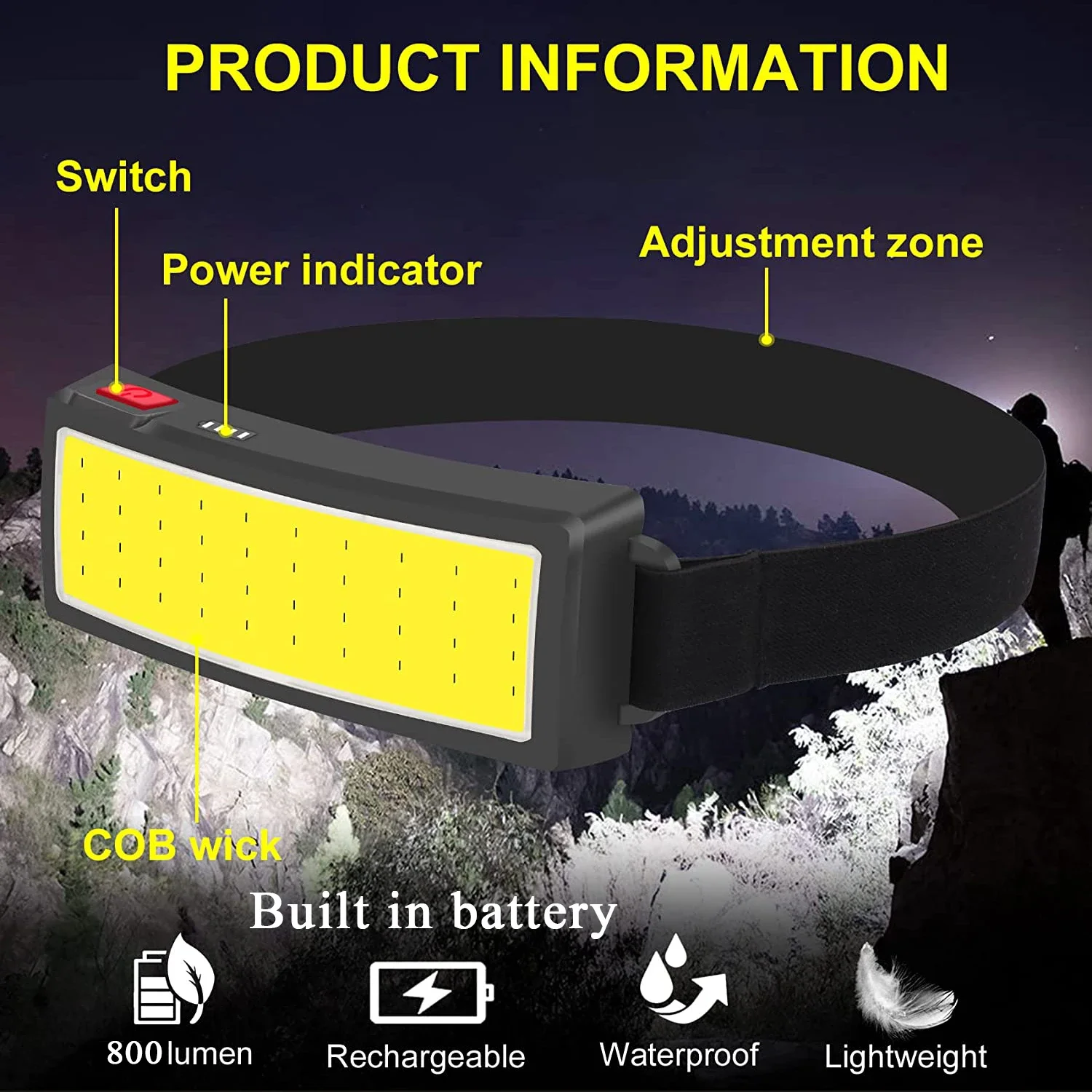 COB Portable LED Headlights Ou - Hunting Fishing Outdoor recensione e prezzo
